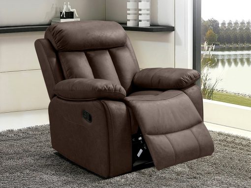 Recliner Armchair Upholstered in Brown (Chocolate) Fabric - Barcelona. Fabric Jade