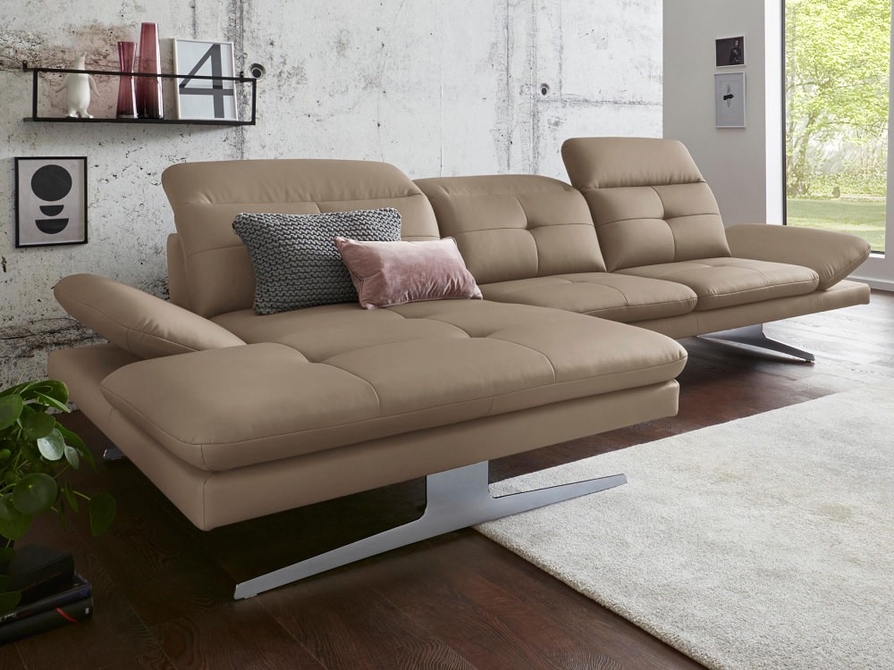 Modern Designer Real Leather Chaise Longue Sofa, “Latte” Colour – New York  - Don Baraton: tienda de sofás, muebles y colchones