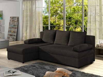 Тёмно-коричневый компактный угловой диван-кровать -York. Угол слева