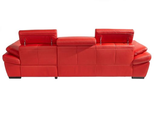 Tapizado detrás. Sofá chaise longue de piel auténtica color rojo - Vienna