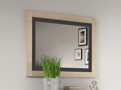 Wall mirror with two tone frame 75 x 90 cm - Catania. "Oak" with dark grey