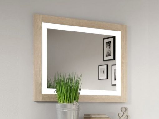 Espejo con marco bicolor 75 x 90 cm - Catania. Color roble con blanco