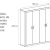 Medidas. Armario moderno de cuatro puertas batientes modelo Catania