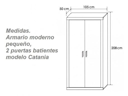 Medidas. Armario moderno pequeño, dos puertas batientes modelo Catania