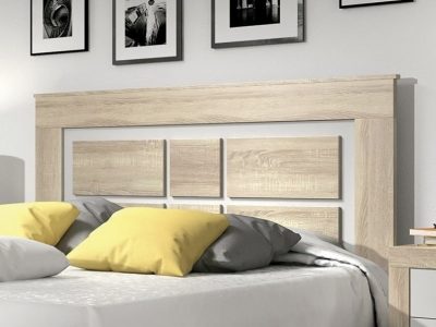 Изголовье двуспальной кровати с ножками в современном стиле, 160 см - Catania. Цвет: "дуб" + белый