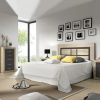 Bedroom set: tall chest of drawers, headboard, 2 bedside tables, full length mirror - Catania 02. “Oak” + dark grey