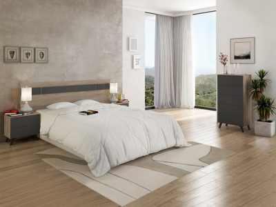 Спальный гарнитур в скандинавском стиле, модель Lucca. Цвет "дуб" + тёмно-серый