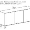 Medidas. Aparador moderno con patas inclinadas, 153 cm – Lucca