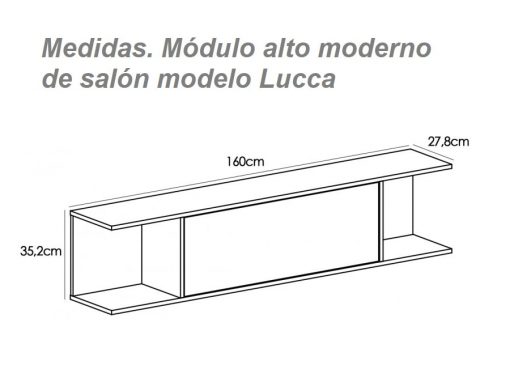 Medidas. Módulo alto moderno de salón modelo Lucca