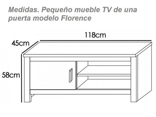 Medidas. Pequeño mueble TV de una puerta - Florence