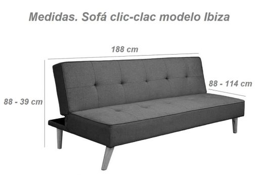 Medidas. Sofá cama clic clac económico - Ibiza