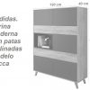 Medidas. Vitrina moderna con patas inclinadas modelo Lucca