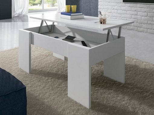 Mesa de centro con tapa elevable - Bonete. Color blanco