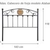 Размеры изголовья кровати в стиле "кованое железо" - Alabama