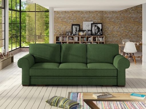 Sofá cama grande estilo clásico con arcón modelo Lancaster. Color verde oscuro