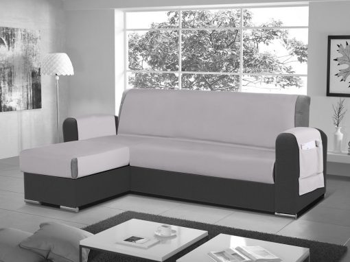 Funda salvasofá para sofá chaise longue - Cuvert 01. Color 'gris claro'. Esquina lado izquierdo