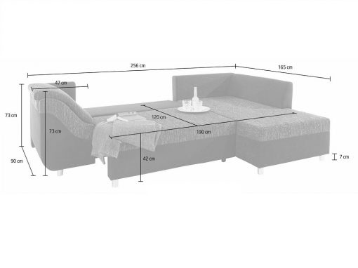 Medidas del sofá modelo Toulouse convertido en cama