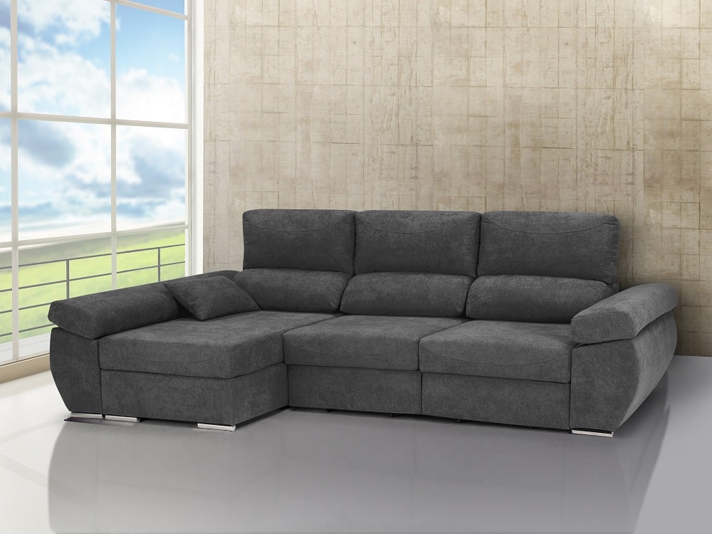 Chaise Longue Sofa Bed With Sliding Seats, Reclining Backrest, Storage –  Marbella - Don Baraton: tienda de sofás, muebles y colchones
