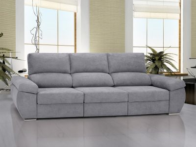 Большой прямой диван с выдвижными сиденьями - Cartagena. Светло-серая ткань