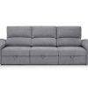 Large three seater sofa without chaise longue - Cartagena. Light grey fabric