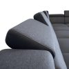 Регулируемые подголовники (7 позиций) 10-местного дивана Paris. Серая ткань, чёрная искусственная кожа