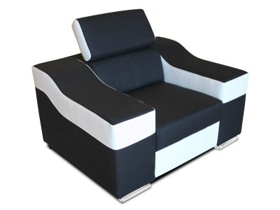 Sillón blanco y negro con reposacabezas reclinable modelo Grenoble
