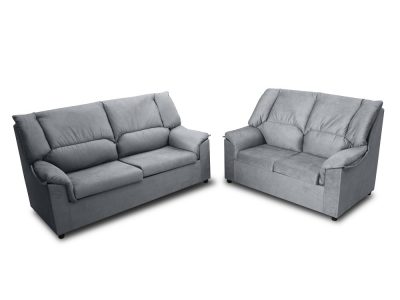 Inexpensive set of 3 seater sofa and 2 seater sofa - Nimes. Grey stain resistant fabric