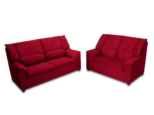 Conjunto sofá 3 plazas y sofá 2 plazas económico - Nimes. Tela rojo oscuro (granate)