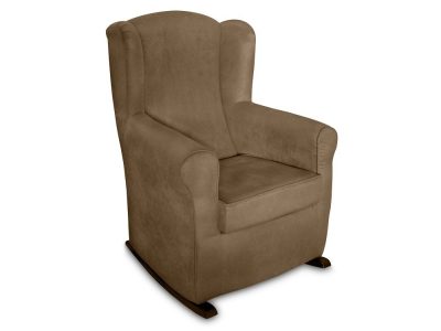 Rocking armchair upholstered in stain resistant fabric - Rennes. Brown fabric