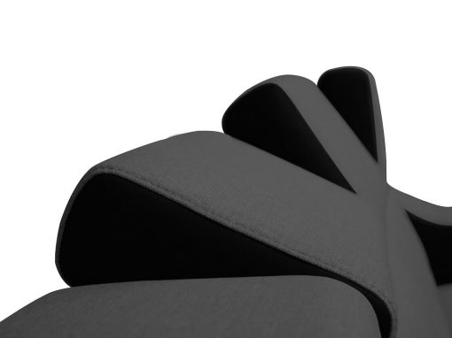 Reposacabezas reclinables (7 posiciones). Sofá rinconera 5 plazas - Grenoble. Tela gris, polipiel negra