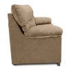 Side view. Inexpensive 3-seater sofa in synthetic fabric - Salamanca. Beige