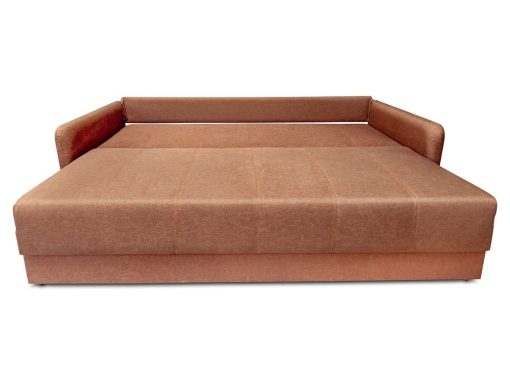 Modo cama. Sofá cama 3 plazas con brazos estrechos - Bruges. Tela marrón