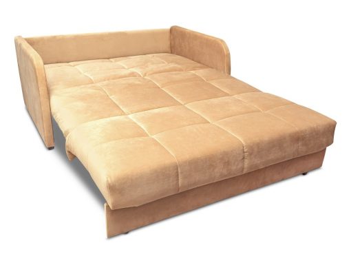 Modo cama. Sofá cama pequeño de 2 plazas - Mons. Tela beige