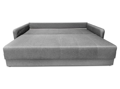 Modo cama. Sofá cama 3 plazas con brazos estrechos - Bruges. Tela gris