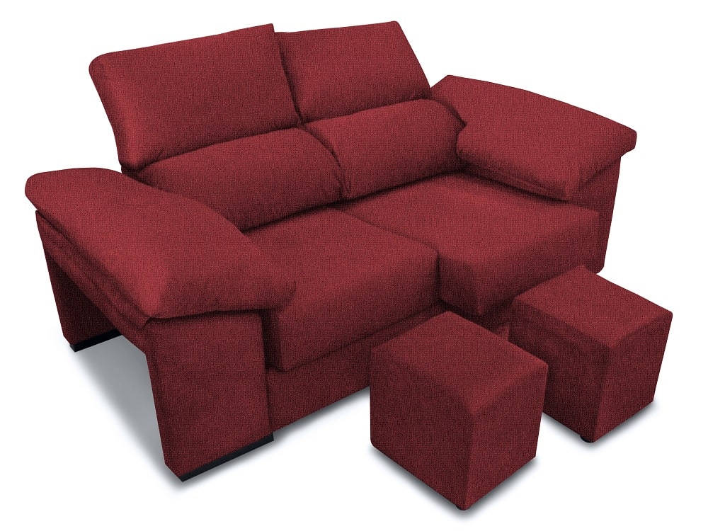 2 Seater Sofa with Sliding Seats, Reclining Backrests, 2 Poufs – Toledo -  Don Baraton: tienda de sofás, muebles y colchones