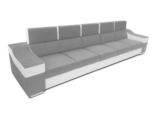 Sofá 5 plazas sin chaise longue, reposacabezas reclinables - Grenoble. Gris claro, blanco
