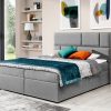 Modern style super king size bed 180 x 200 cm - Emilia. Light grey fabric
