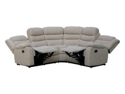 Extended footrests. Recliner corner sofa upholstered in fabric – Malaga. Beige