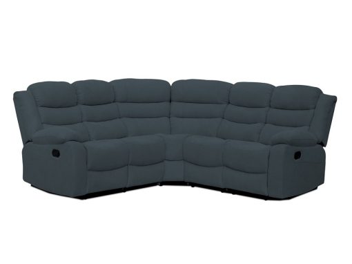 Угловой диван реклайнер, обитый тканью – Malaga. Серый