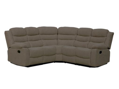 Угловой диван реклайнер, обитый тканью – Malaga. Коричневый